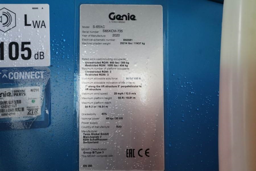 Genie S65XC Valid inspection, *Guarantee! Diesel, 4x4 Dr 2020 GENIE - S65XC - 61125 S65XC Valid inspection, *Guarantee! Di...