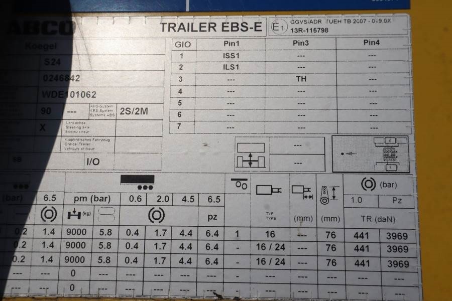 Kögel S24-1 CoC Documents, TuV Loading Certificate, Dutc 2019 KÖGEL - S24-1 - 61393 Kögel S24-1 CoC Documents, TuV Loading...