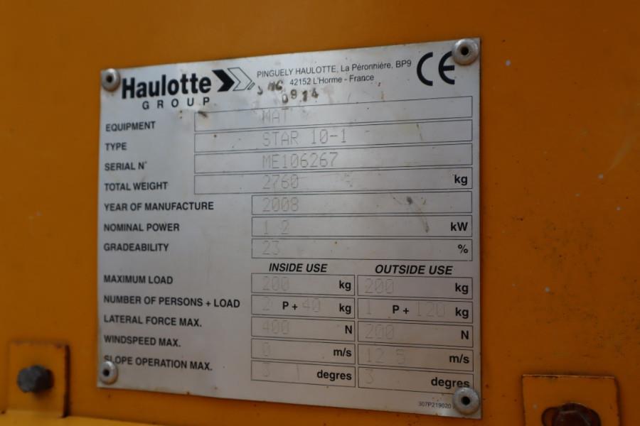 Haulotte STAR 10 As-Is, Electric, 10m Working Height, 3m Re 2008 HAULOTTE - STAR 10 - 62870 STAR 10 As-Is, Electric, 10m W...