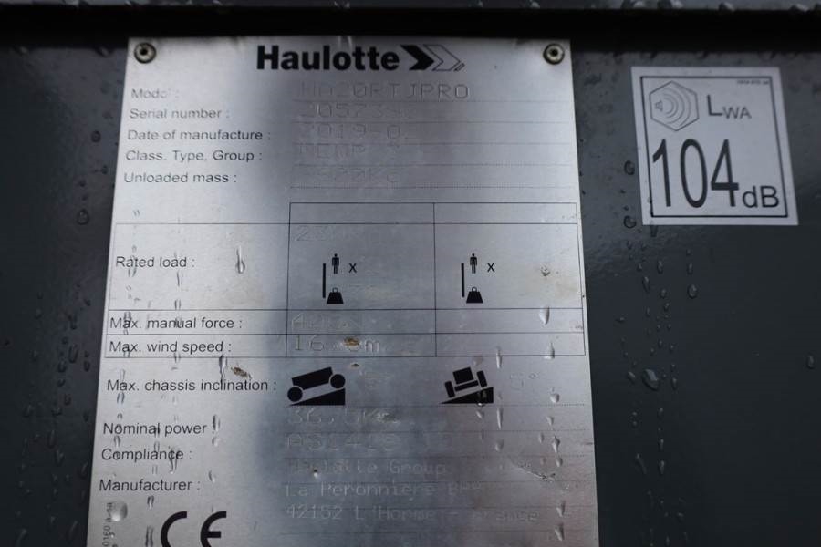 Haulotte HA20RTJ Pro Valid inspection, *Guarantee! 20.6 m W 2019 HAULOTTE - HA20RTJ Pro - 63178 HA20RTJ Pro Valid inspecti...