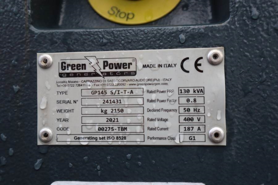 Green Power GP 145 S/I-T-A Diesel, Three-phase power 143 KVA, 2021 GREEN POWER - GP 145 S/I-T-A - 61183 Green Power GP 145...