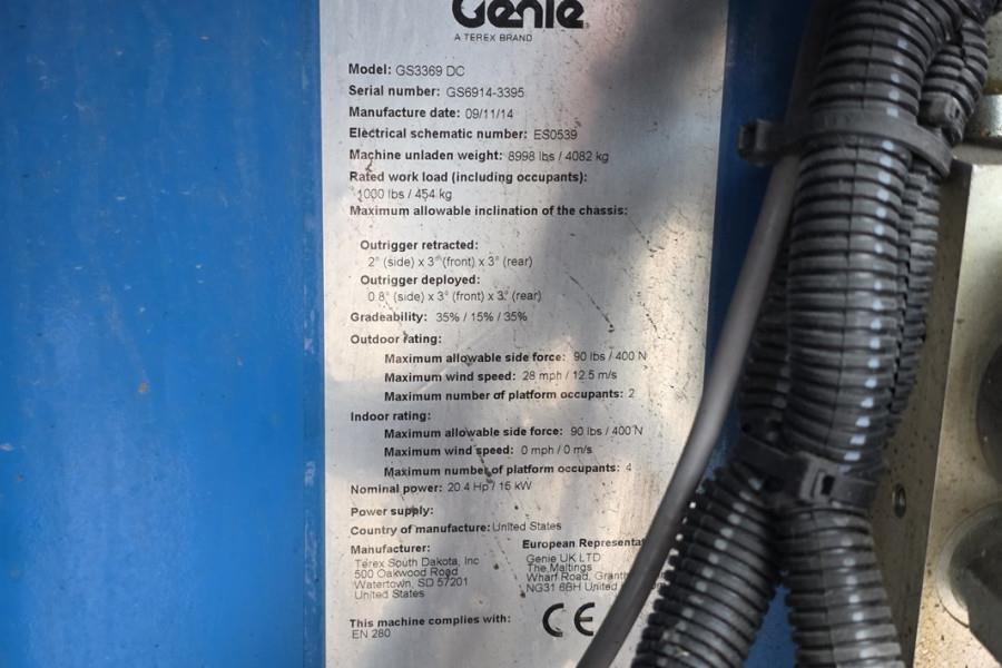 Genie GS3369DC Electric, 11.9m Working Height, 454kg Cap 2014 GENIE - GS3369DC - 90360 GS3369DC Electric, 11.9m Working He...