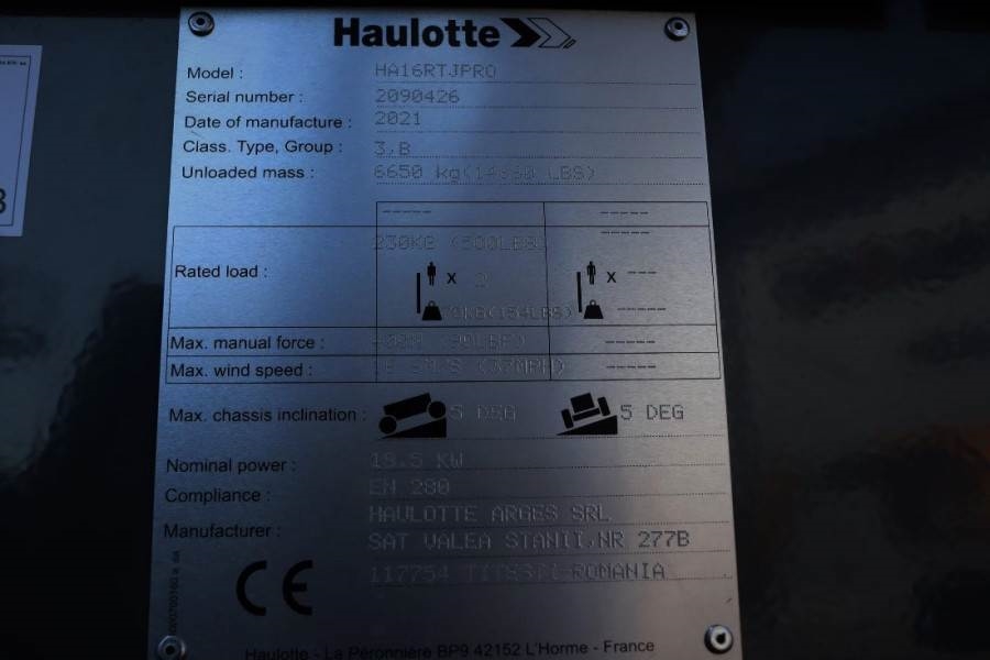 Haulotte HA16RTJ Pro NEW, Valid inspection, *Guarantee! Die 2021 HAULOTTE - HA16RTJ Pro - 60717 HA16RTJ Pro NEW, Valid ins...