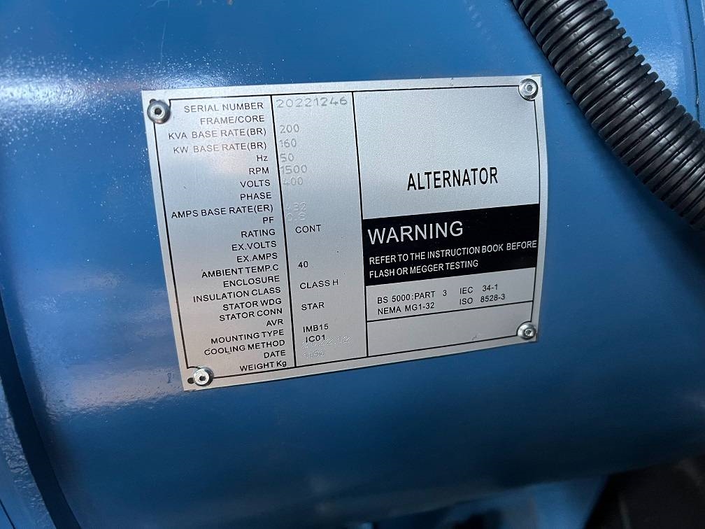 Ricardo 200KVA (160KW) SILENT GENERATOR 3 PHASE 50HZ 400V 2022 5010A Ricardo 200KVA (160KW) SILENT GENERATOR 3 PHASE 50HZ ...