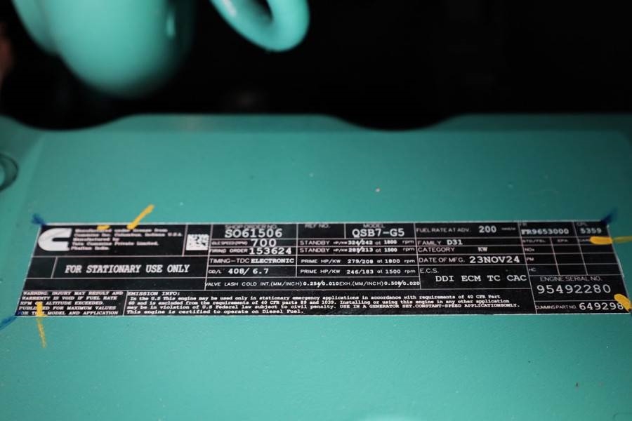 Cummins C220D5EQ Declaration of Conformity, Diesel, 220kVA 2025 CUMMINS - C220D5EQ - 63434 C220D5EQ Declaration of Conform...