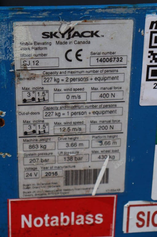 SkyJack SJ12 Electric Mast Lift 5.66m 2015 2015 SJ 12 2015 1 image 15