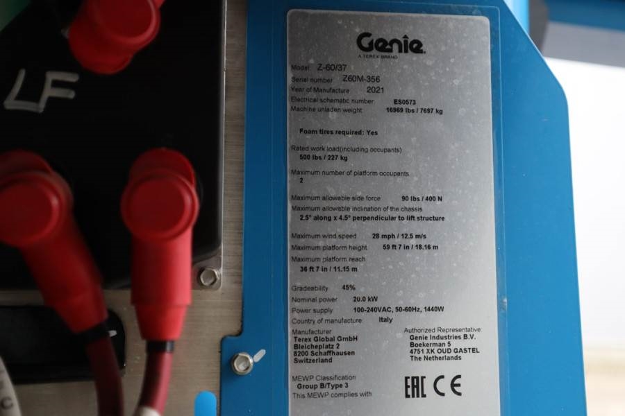 Genie Z60/37FE Valid Inspection, *Guarantee! Hybrid, 4x4 2021 GENIE - Z60/37FE - 62878 Z60/37FE Valid Inspection, *Guarant...
