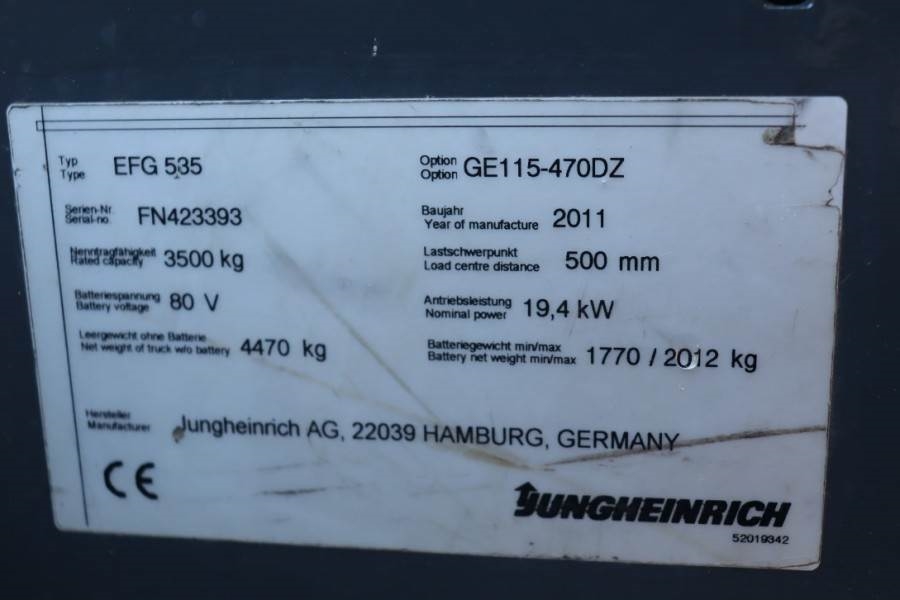 Jungheinrich EFG535 Electric, Lifting Height 4700mm, Freelift 1 2011 JUNGHEINRICH - EFG535 - 60846 EFG535 Electric, Liftin...