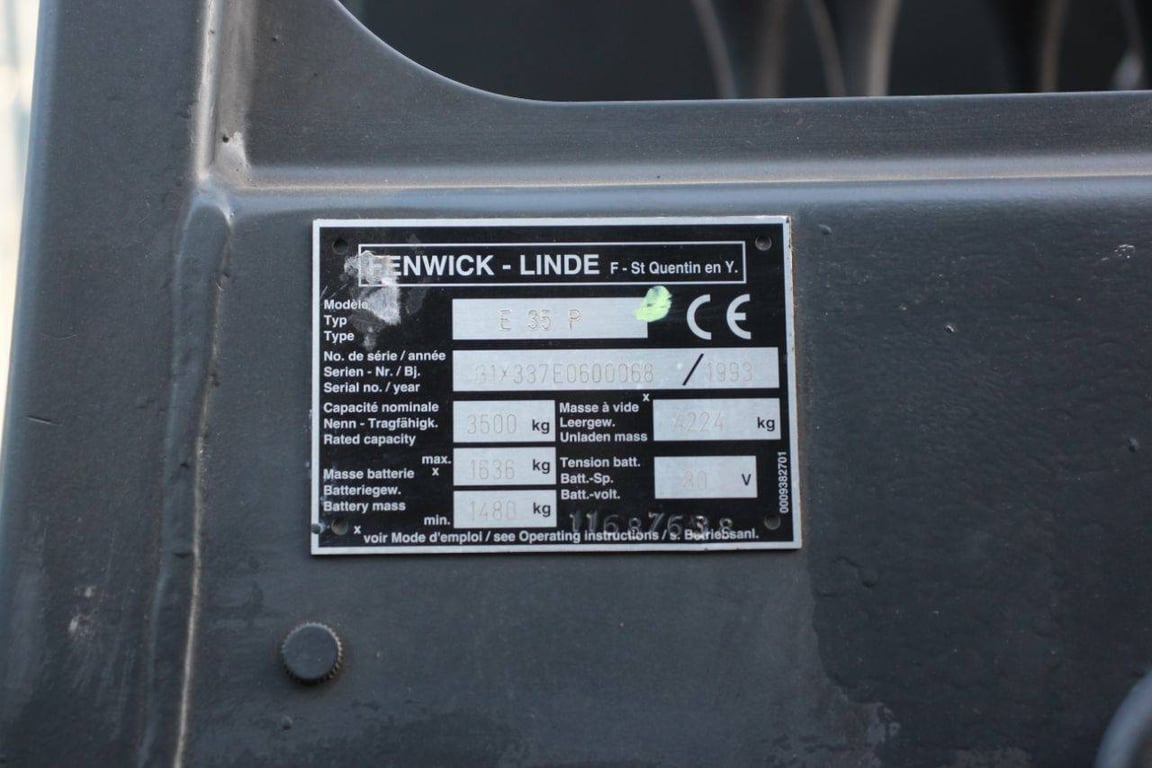 Heftruck Linde E35P Elektrisch 3500kg 3.8m 1993 1993 E35P 1993 1 Forklift image 12