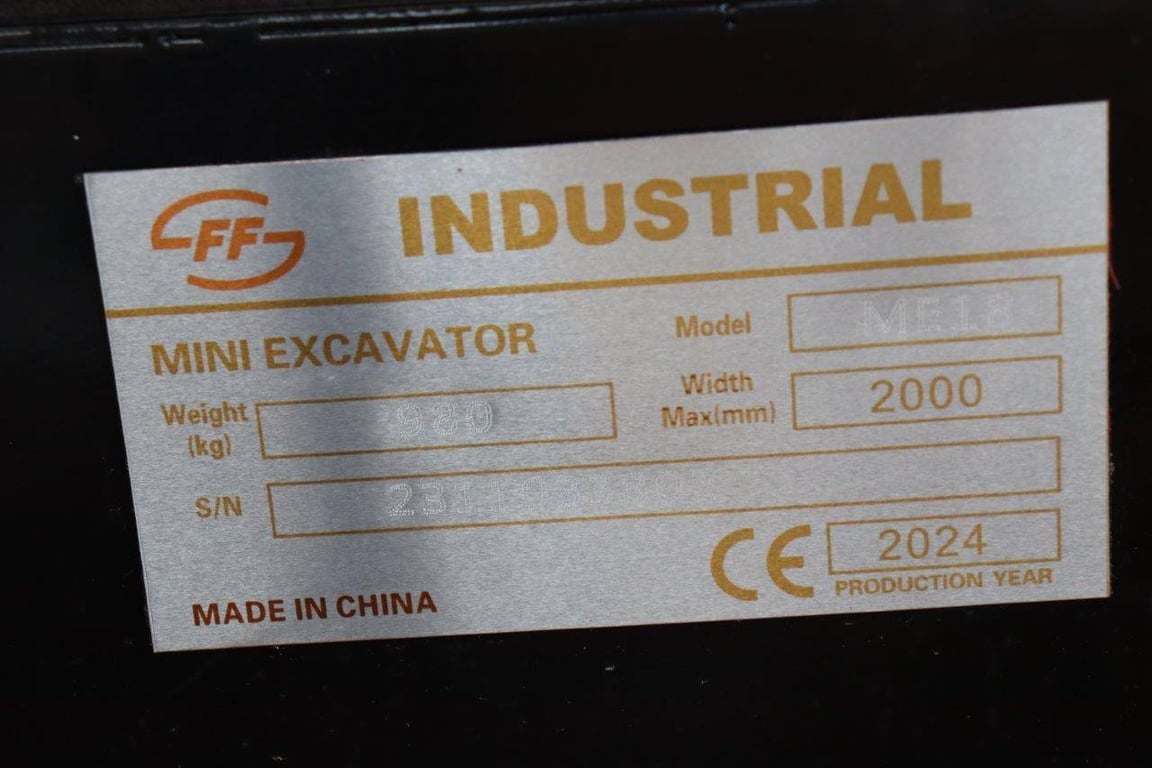 Mini excavator FF Industrial ME18 Diesel 5.5kW 2024 New 2024 FF Industrial ME18 2024 0 image 14