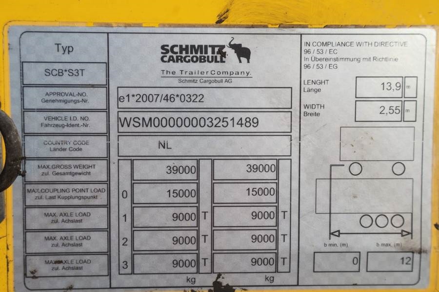 Schmitz Cargobull SCB3ST Vol CoC Documents, TuV Loading Ce 2016 SCHMITZ - Cargobull SCB3ST Vol - 61409 Schmitz Cargobull S...