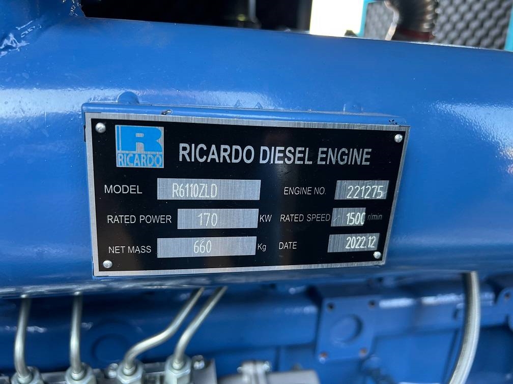 Ricardo 200KVA (160KW) SILENT GENERATOR 3 PHASE 50HZ 400V 2022 5010A Ricardo 200KVA (160KW) SILENT GENERATOR 3 PHASE 50HZ ...