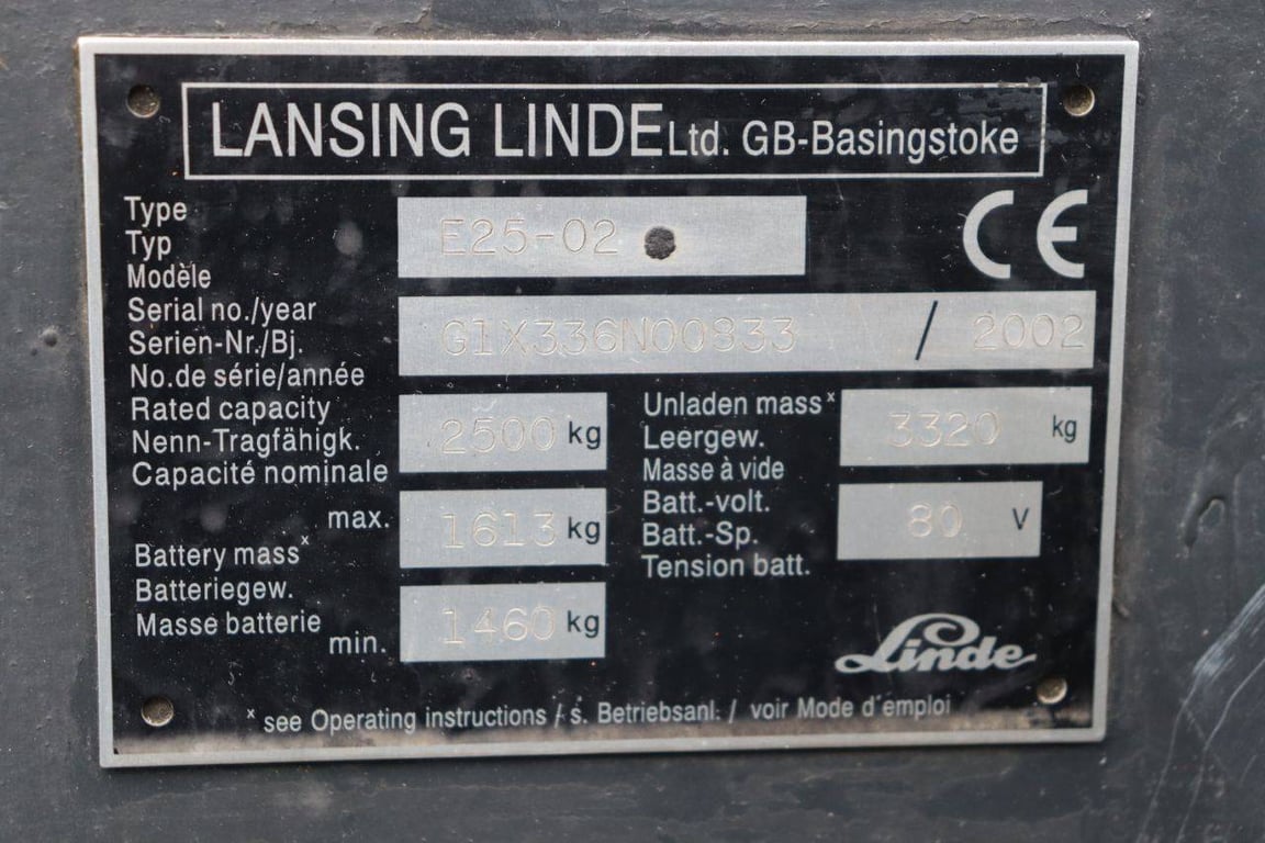 Heftruck Linde E25-02 Elektrisch 2500kg 2002 2002 E25-02 2002 1 Forklift image 13