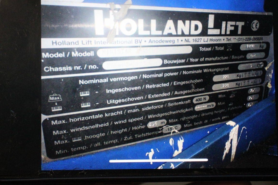 Scissor lift Holland Lift MINISTAR Z-45EL8 Electric 6.5m 2000 2000 Holland lift MINISTAR Z-45EL8 2000 1 Scissor Lifts imag...
