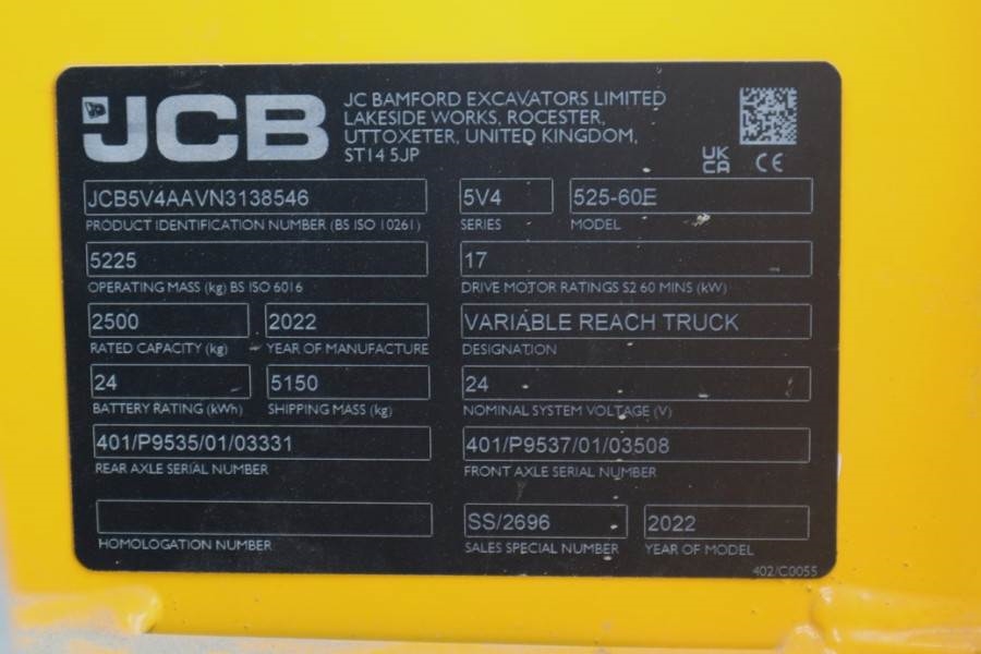 JCB 525-60E Guarantee! Fully Electric, 2500kg Capacity 2022 JCB - 525-60E - 63192 525-60E Guarantee! Fully Electric, 2500k...