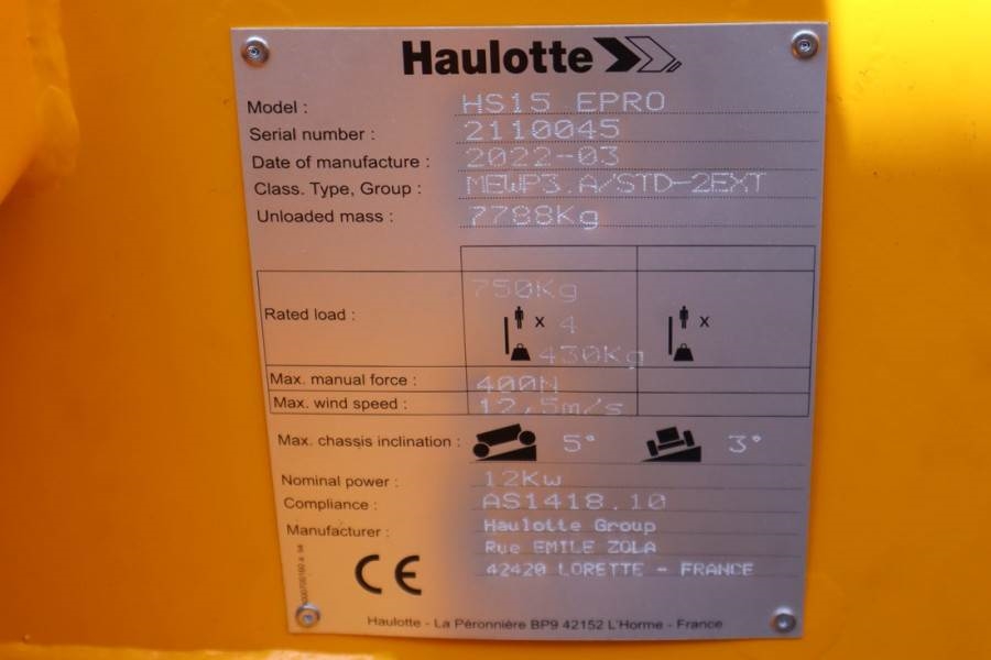 Haulotte HS15EPRO Valid Inspection, *Guarantee! Full Electr 2022 HAULOTTE - HS15EPRO - 61051 HS15EPRO Valid Inspection, *G...