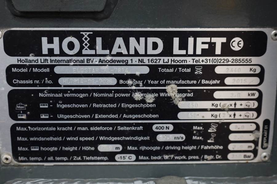 Holland Lift Ecostar HL-7814 Electric, 10m Working Height, 450k 2015 HOLLAND LIFT - Ecostar HL-7814 - 63504 Holland lift E...
