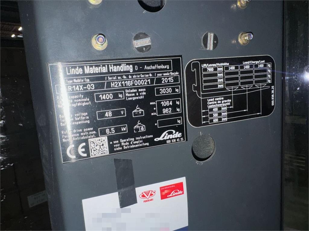 Linde R14X-03 Reach Truck 2015 22013 R14X-03 Reach Truck 2015 1 Forklift image 8