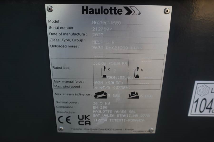 Haulotte HA20RTJ Pro Valid inspection, *Guarantee! 20.6 m W 2023 HAULOTTE - HA20RTJ Pro - 61434 HA20RTJ Pro Valid inspecti...