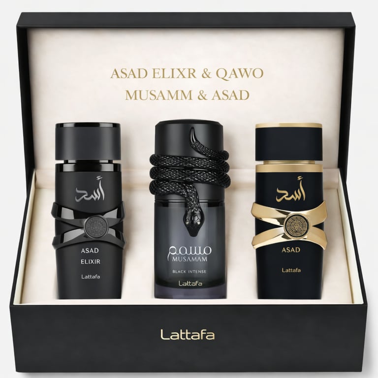 Kit Musamam Black Intense, Asad Elixir e Asad (100ml)