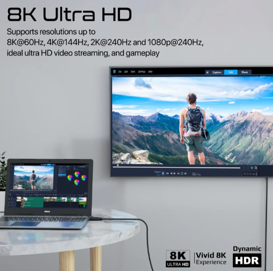 Promate 8K DisplayPort to DisplayPort Cable, 3m Cable Length alternate view