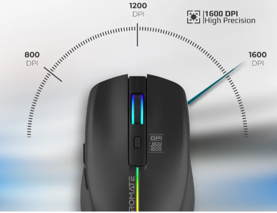 Promate 2.4GHz Wireless Ergonomic Optical Mouse with LED Rainbow Lights alternate view