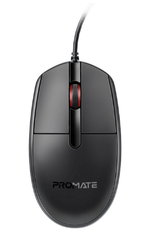 Promate 3 Button Wired Optical Mouse with 1200dpi, 1.5M Cable