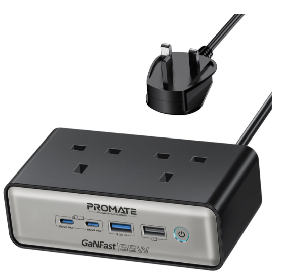 Promate 65W Power Delivery GaNFast™ charging station