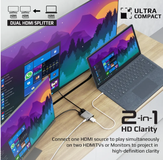Promate 4K@60Hz HDMI Splitter with Dual HDMI Output alternate view