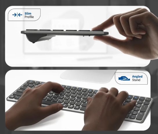 Promate Full-Size Triple-Mode Slim Wireless Keyboard w/ Scissor Keys, & Multi-Device Connectivity alternate view
