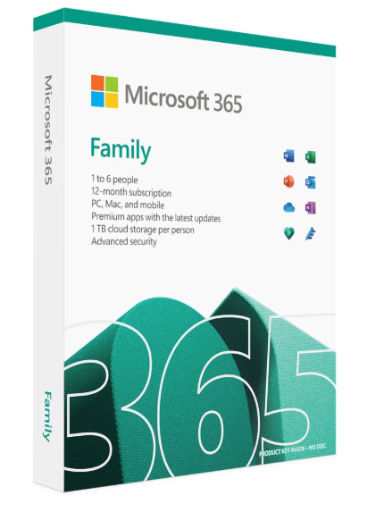 Microsoft 365 Family English Subscr 1YR Africa Only Medialess P6 (6USERS 6 DEVICES EACH) Contents:- Premuim Apps