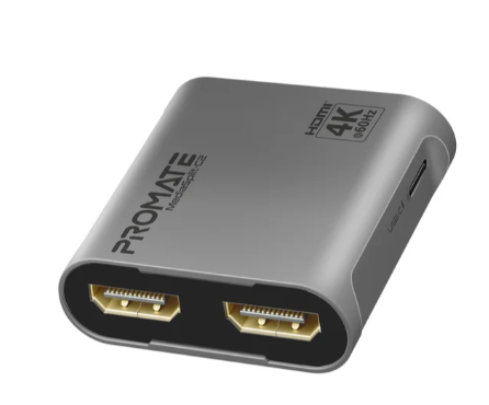 Promate 4K@60Hz HDMI Splitter with Dual HDMI Output
