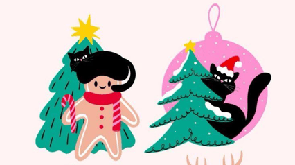 Christmas and New Year cards in pastel