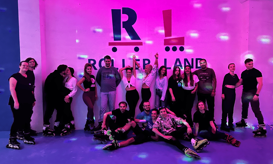 Event poster: Roller skating party - Roller Land party for Valentine's Day