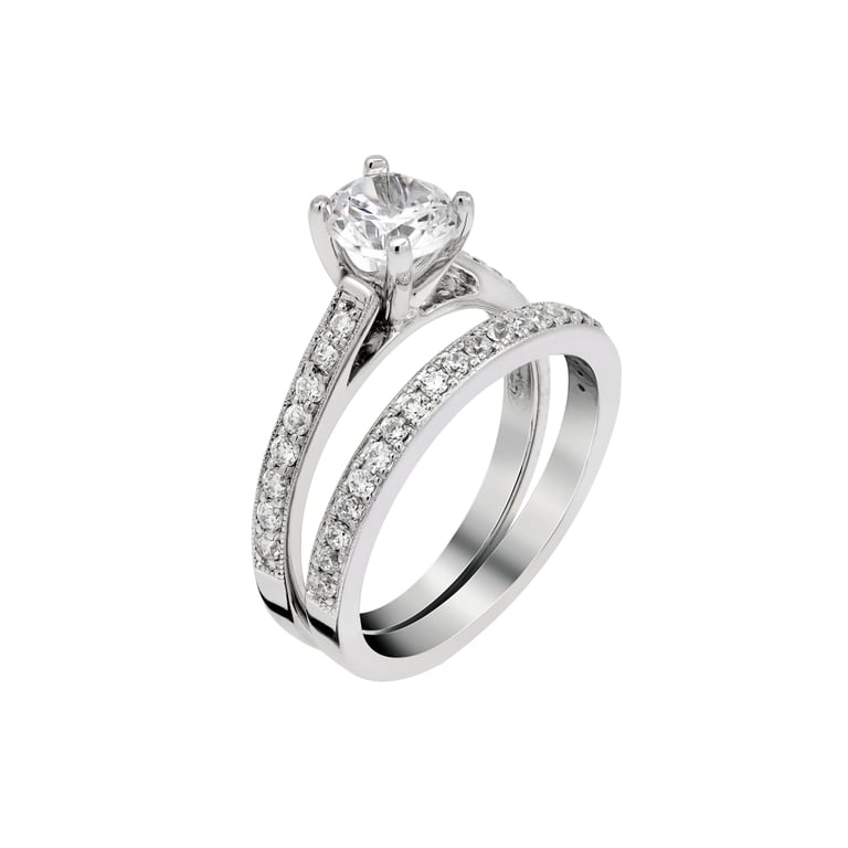 14K White Gold Side Stones 1.00ct Engagement Ring