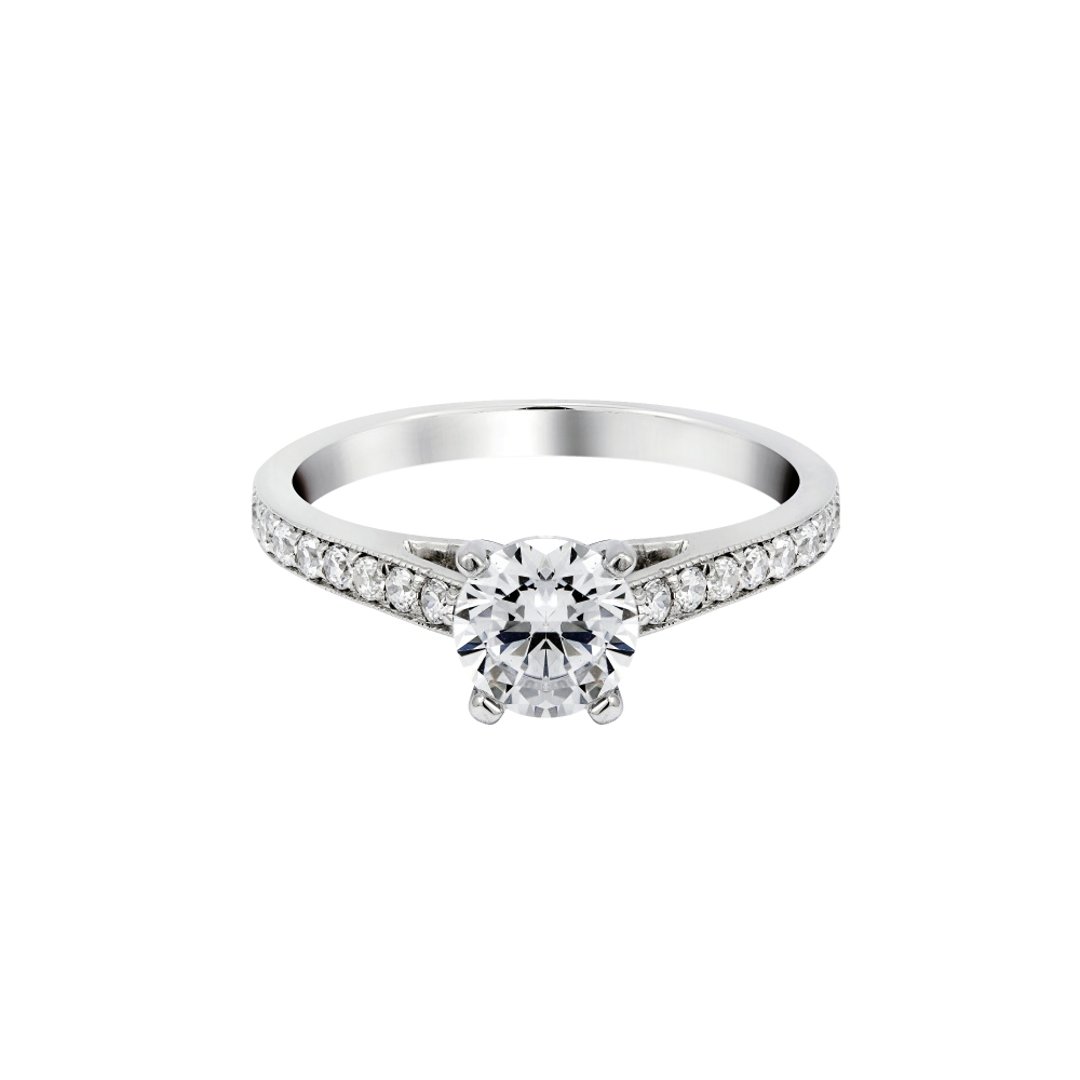 14K White Gold Side Stones 1.00ct Engagement Ring