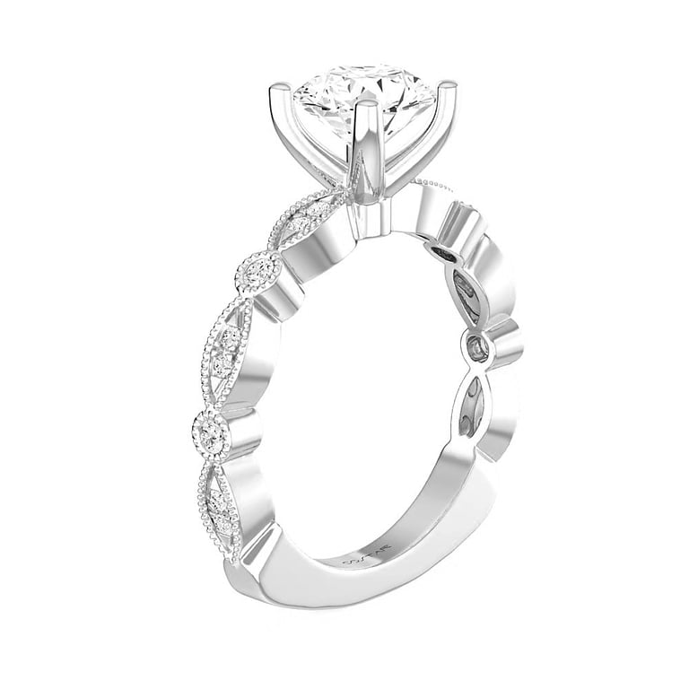 14K White Gold Side Stones 1.00ct Engagement Ring