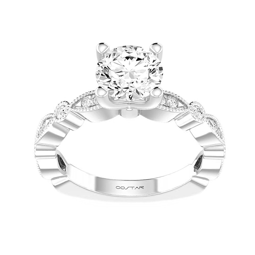 14K White Gold Side Stones 1.00ct Engagement Ring