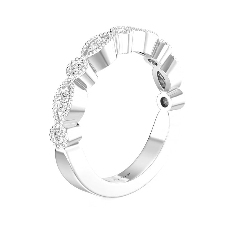 Anna Round Marque Milgrane White Gold Wedding Band Design