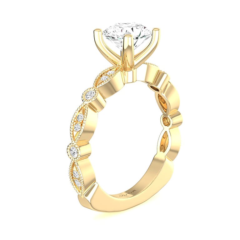 14K Yellow Gold Side Stones 1.00ct Engagement Ring