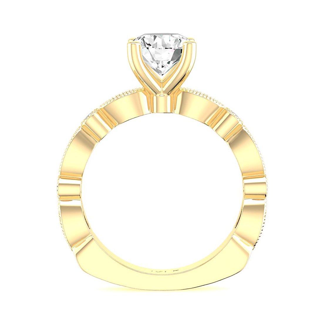 14K Yellow Gold Side Stones 1.00ct Engagement Ring