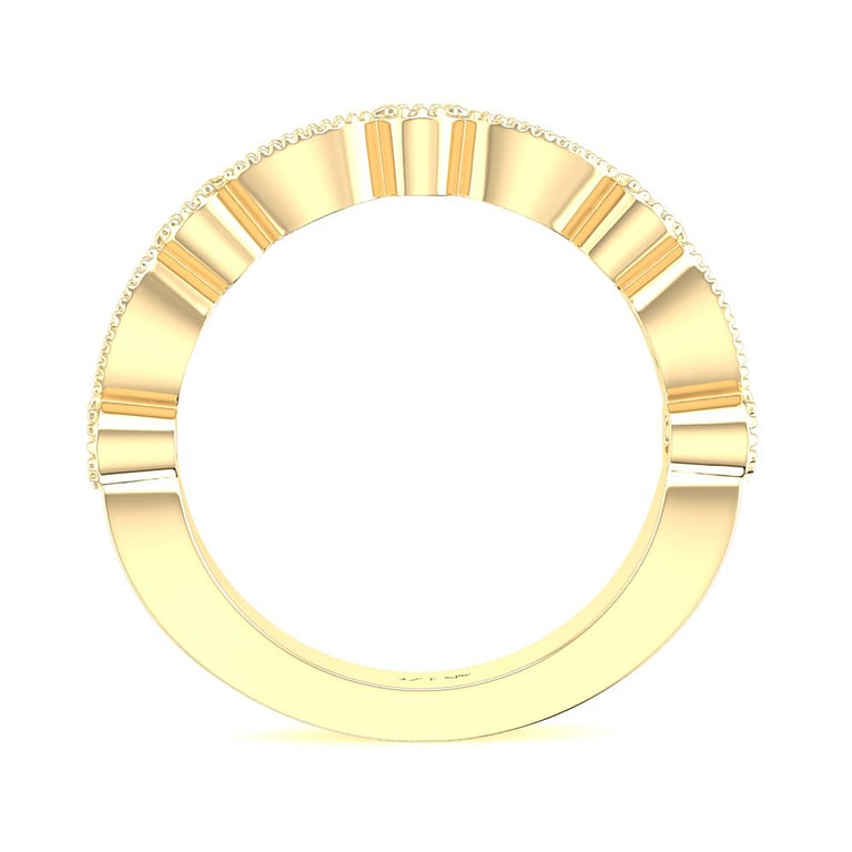 Anna Round Marque Milgrain Yellow Gold Wedding Band Design