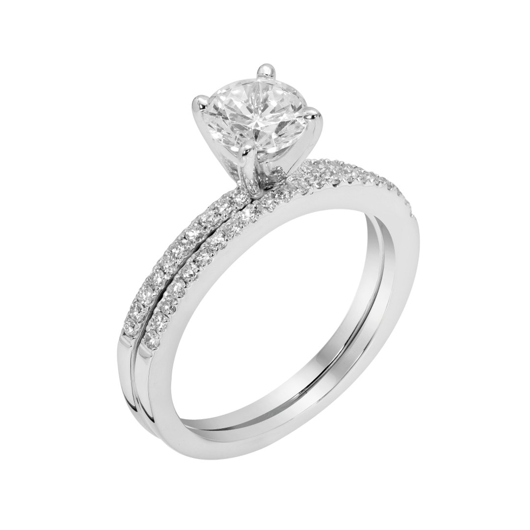 14K White Gold Side Stones 1.00ct Engagement Ring