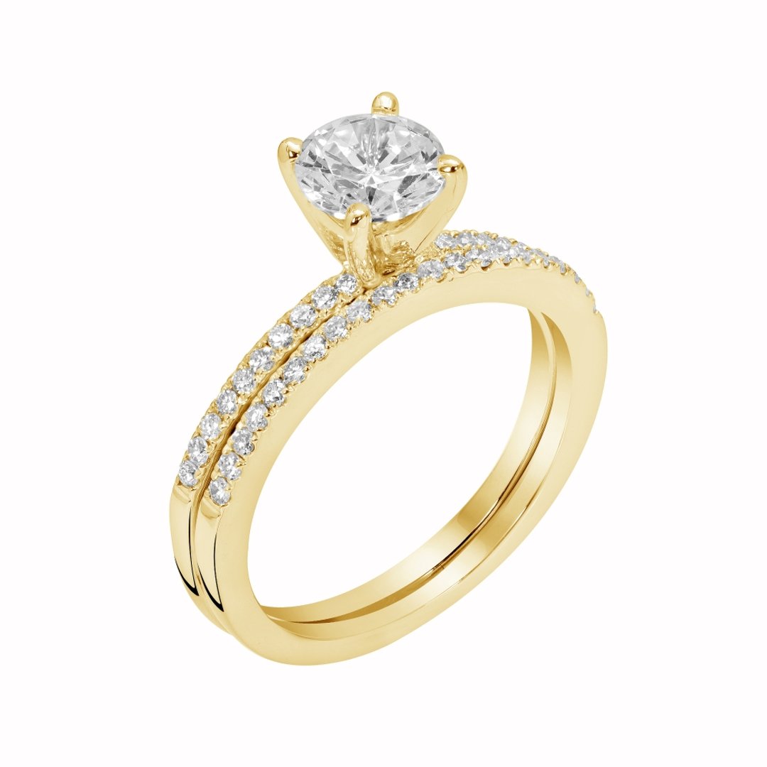 14K Yellow Gold Side Stones 1.00ct Engagement Ring