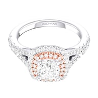 14K Two Tone White/Rose Gold Halo 0.50ct Engagement Ring