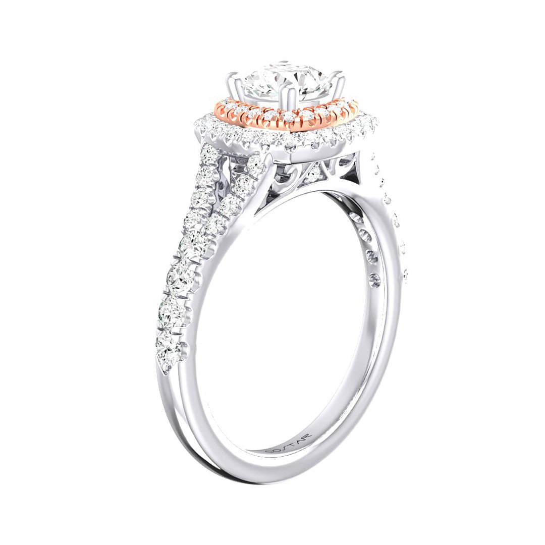 14K Two Tone White/Rose Gold Halo 0.50ct Engagement Ring