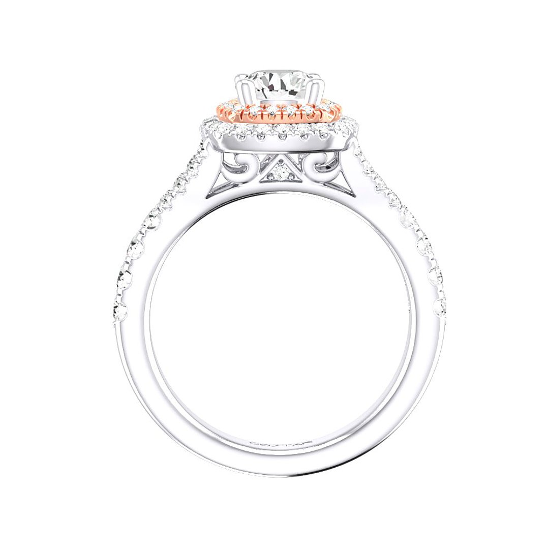 14K Two Tone White/Rose Gold Halo 0.50ct Engagement Ring
