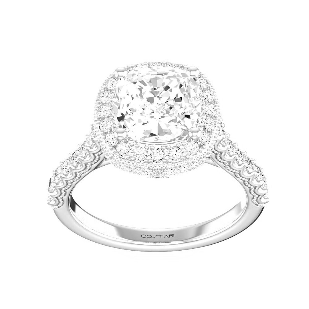 14K White Gold Halo 2.00ct Engagement Ring