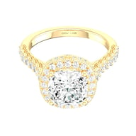 14K Yellow Gold Halo 2.00ct Engagement Ring