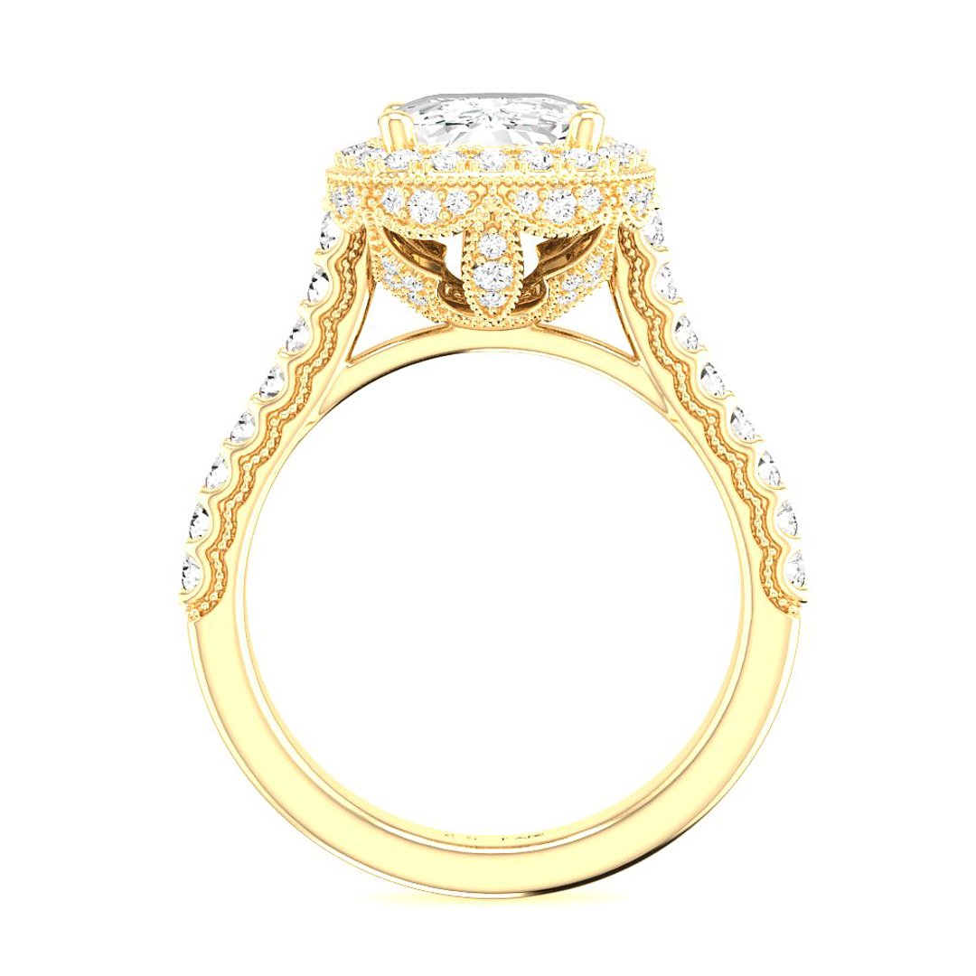 14K Yellow Gold Halo 2.00ct Engagement Ring